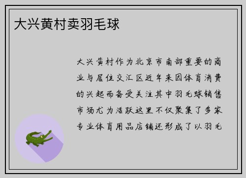 大兴黄村卖羽毛球