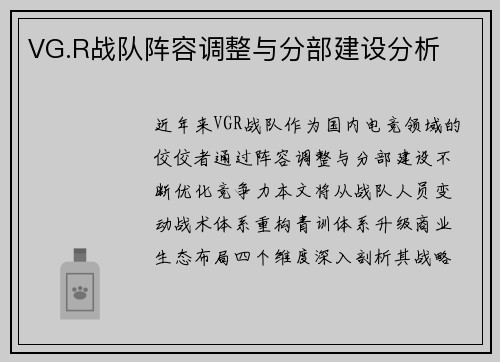 VG.R战队阵容调整与分部建设分析