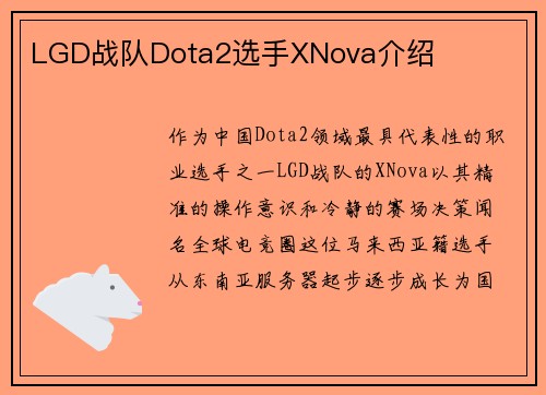 LGD战队Dota2选手XNova介绍